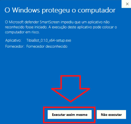 Tela azul do Windows — clique em Executar assim mesmo